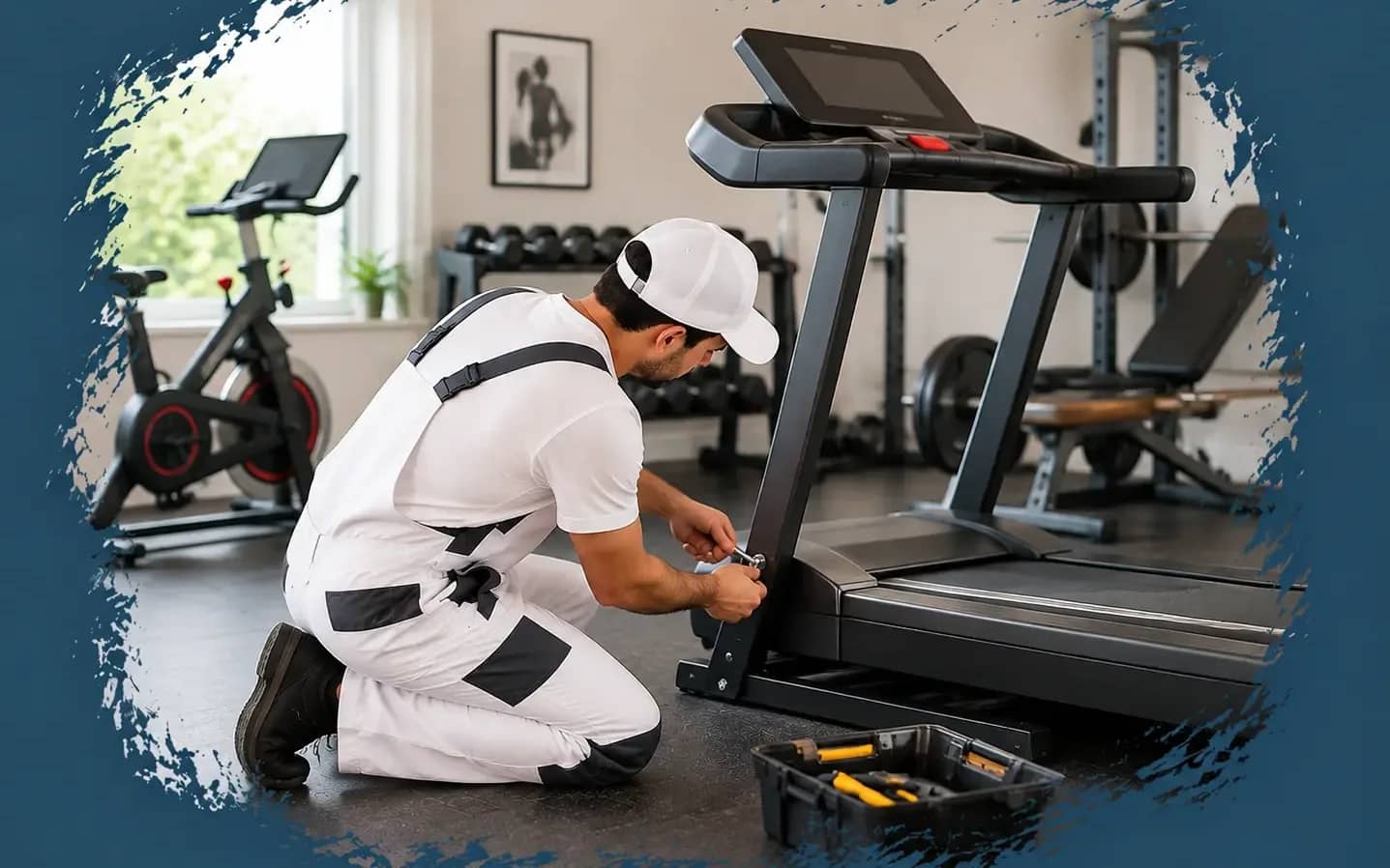 Treadmills, exercise bikes, weight benches and home gyms, put together correctly and safely. This is heavy equipment you'll be running on or lifting over, so a loose bolt matters far more here than on a bookshelf.