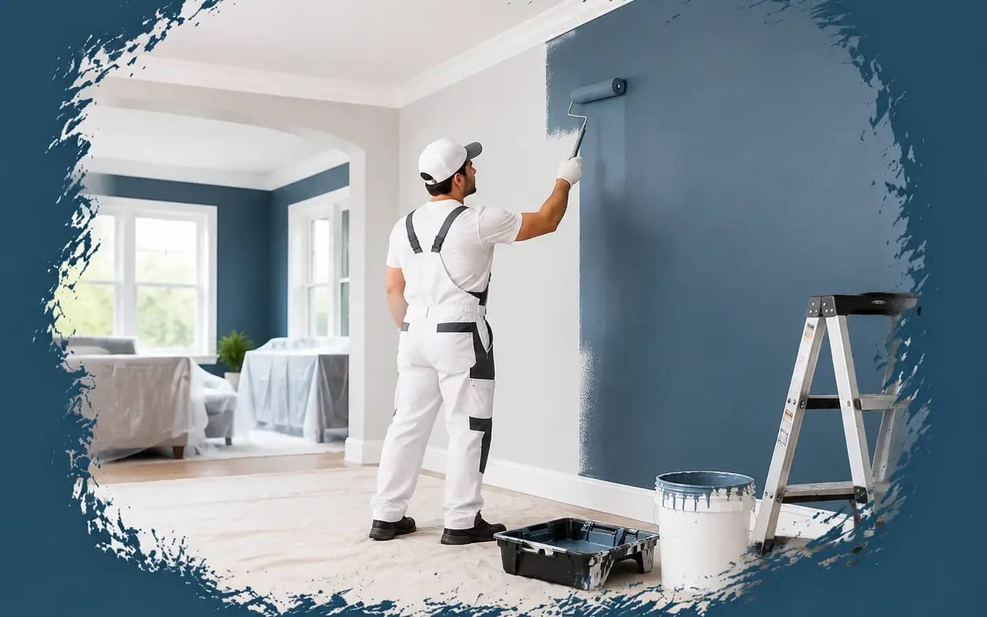 One room or several. We paint walls, ceilings, trim and other interior surfaces, and an even finish is decided by the filling and sanding done before the first coat.